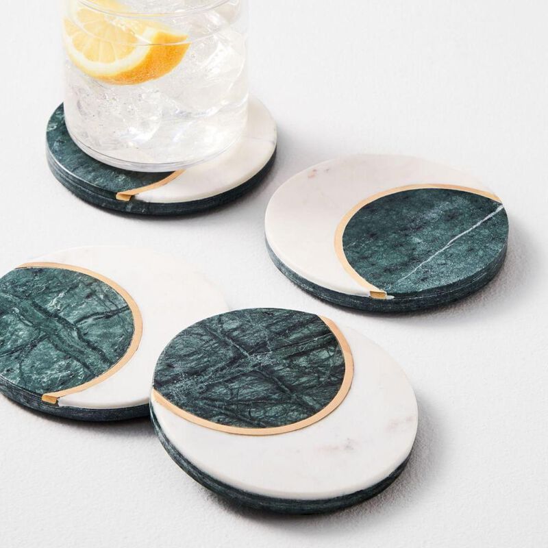 West Elm Mixed Marble Coasters Two Toned Set Of 4 image number 0